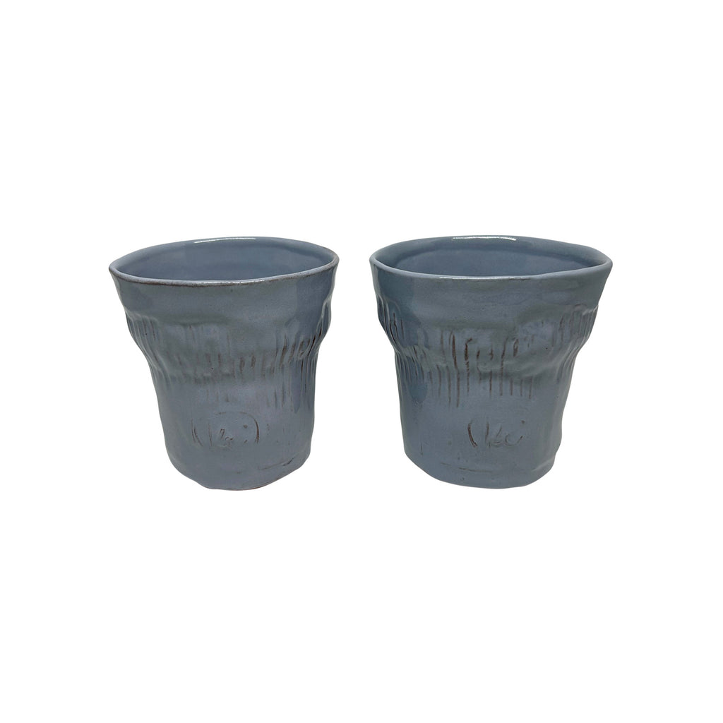 Iki adet hediyelik cizgili soluk mavi seramik bardak_Two pale blue giftware ceramic cups