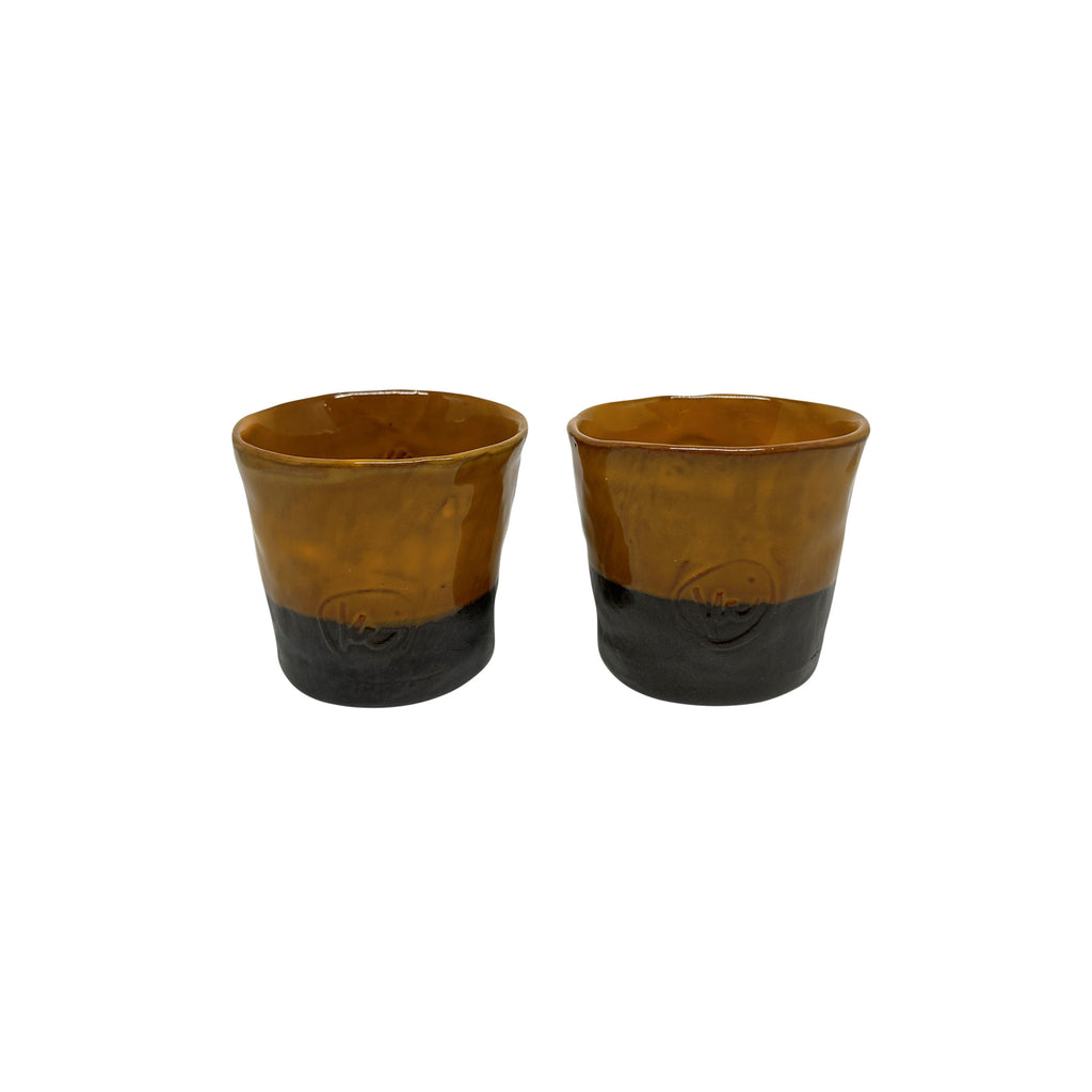 Iki adet hediyelik koyu sari seramik bardak_Two dark yellow giftware ceramic cups