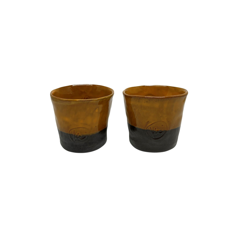 Iki adet hediyelik koyu sari seramik bardak_Two dark yellow giftware ceramic cups