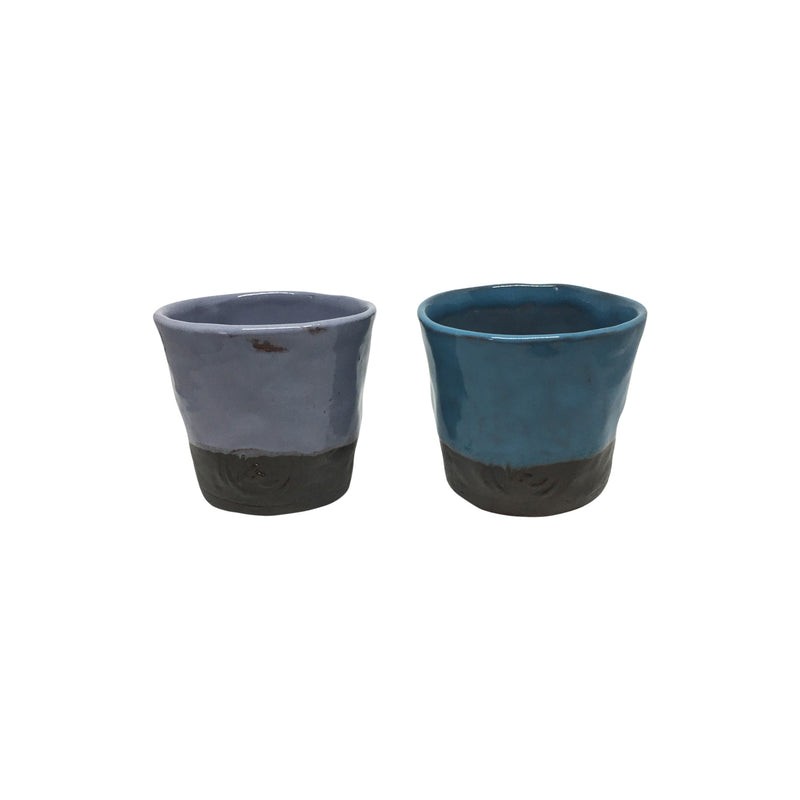 Iki adet hediyelik mavi ve gri mavi seramik bardak_Two blue and stone blue giftware ceramic cups