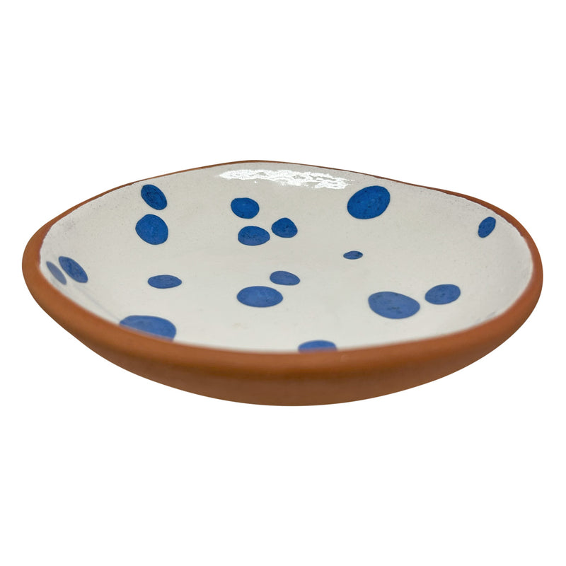 Irili ufakli mavi benekli seramik tabak_Ceramic cookie plate with blue spots