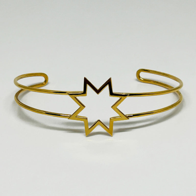 Isik sembolu yildiz motifli altin kaplama bilezik_Gold plated bracelet with star motif symbolizing light
