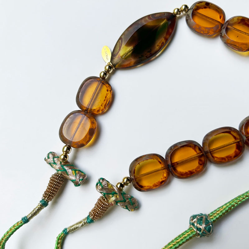 Kahverengi cam boncuklu Atolye 11 tasarim kolye_Designer necklace with brown glass beads