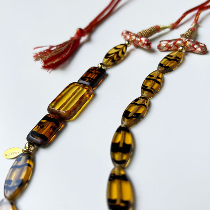 Kahverengi tonlarinda boncuklu tasarim kolye_Handmade beaded necklace in shades of brown