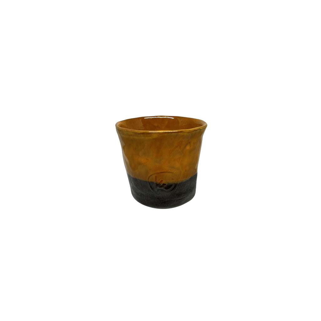 Kahverengi ve yumurta sarisi seramik bardak_Brown and dark yellow ceramic cup