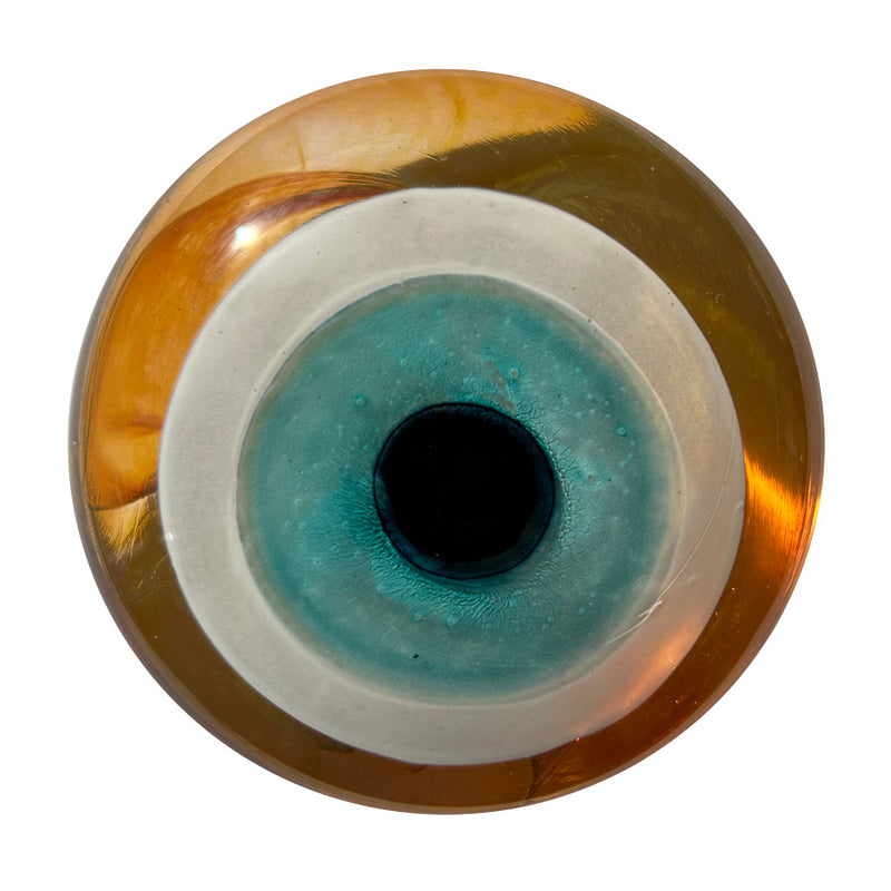 Kehribar rengi dekoratif cam obje_Amber color decorative glass object