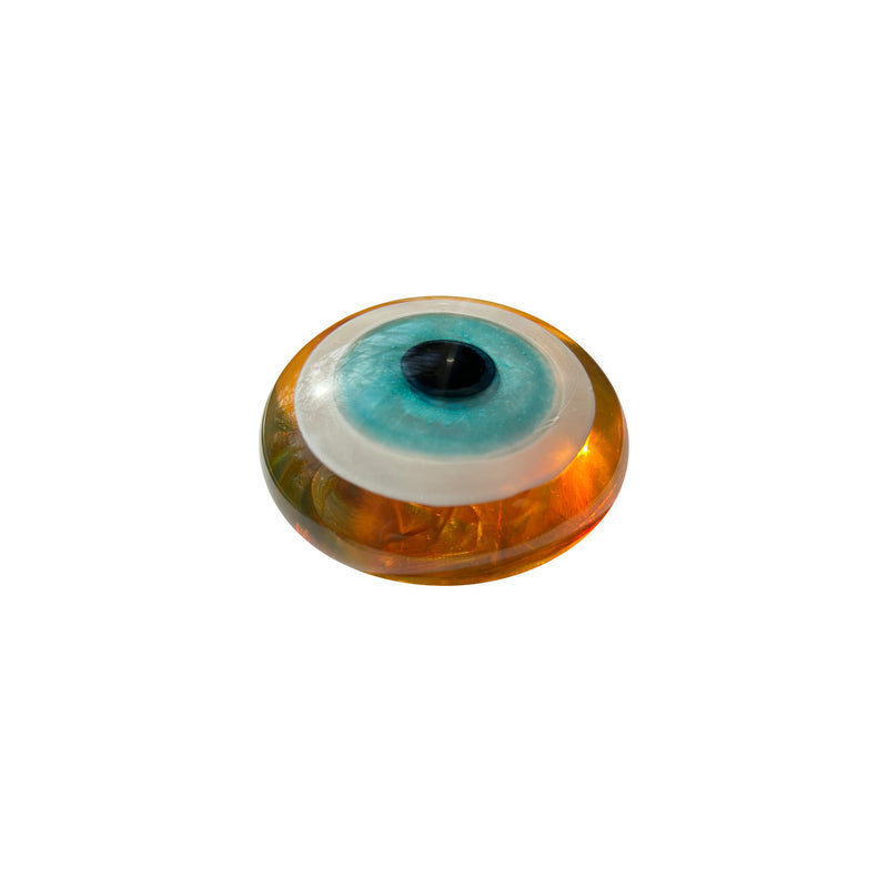 Kehribar rengi ve turkuaz buyuk nazar bonugu_Amber color and turquoise big evil eye bead
