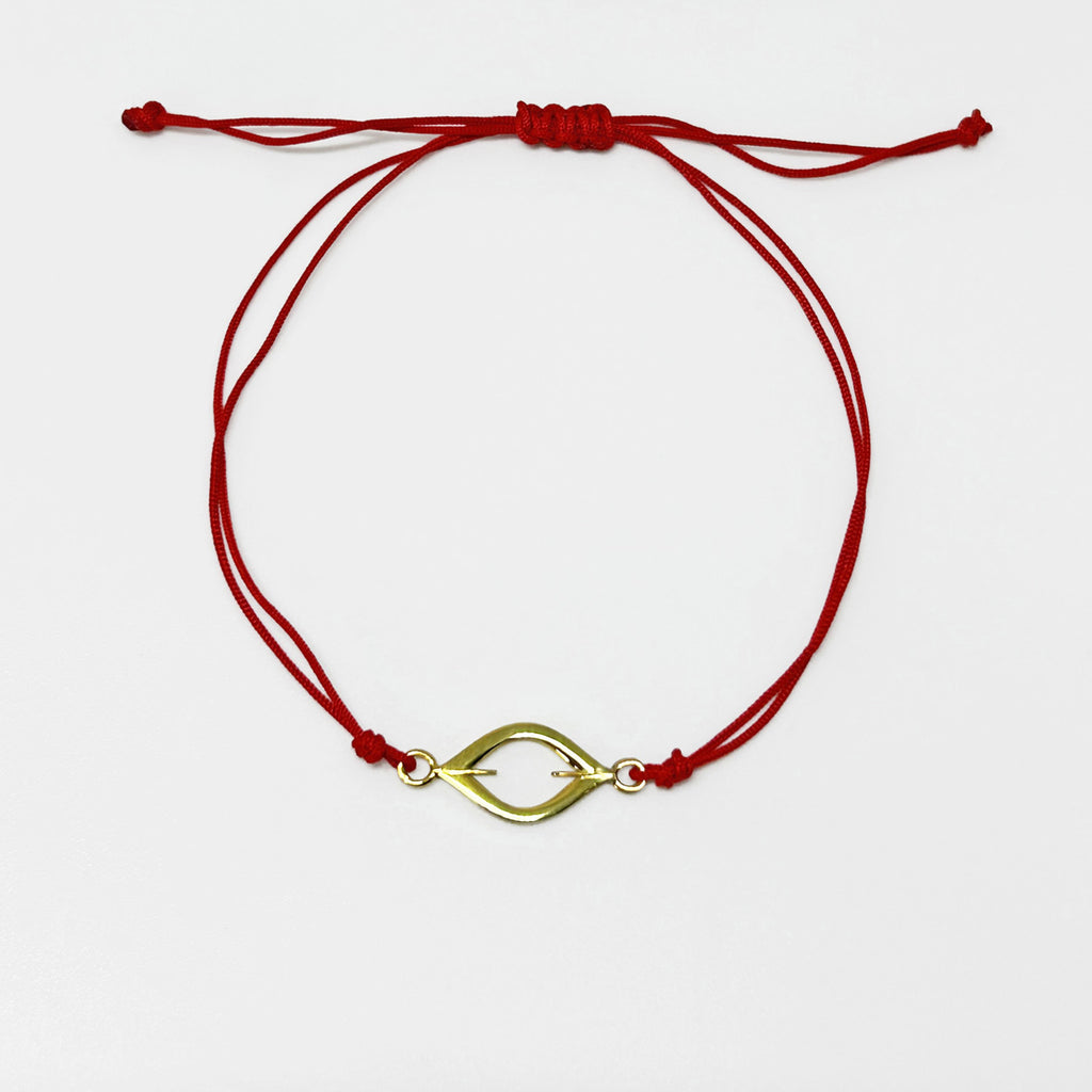 Kem goze karsi kullanilan goz motifli kirmizi ipli bileklik_Red string bracelet with eye motif used against evil eye