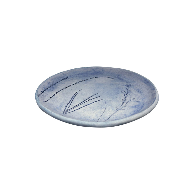 Kir temali mavi seramik tabak_Blue ceramic plate with prairie theme