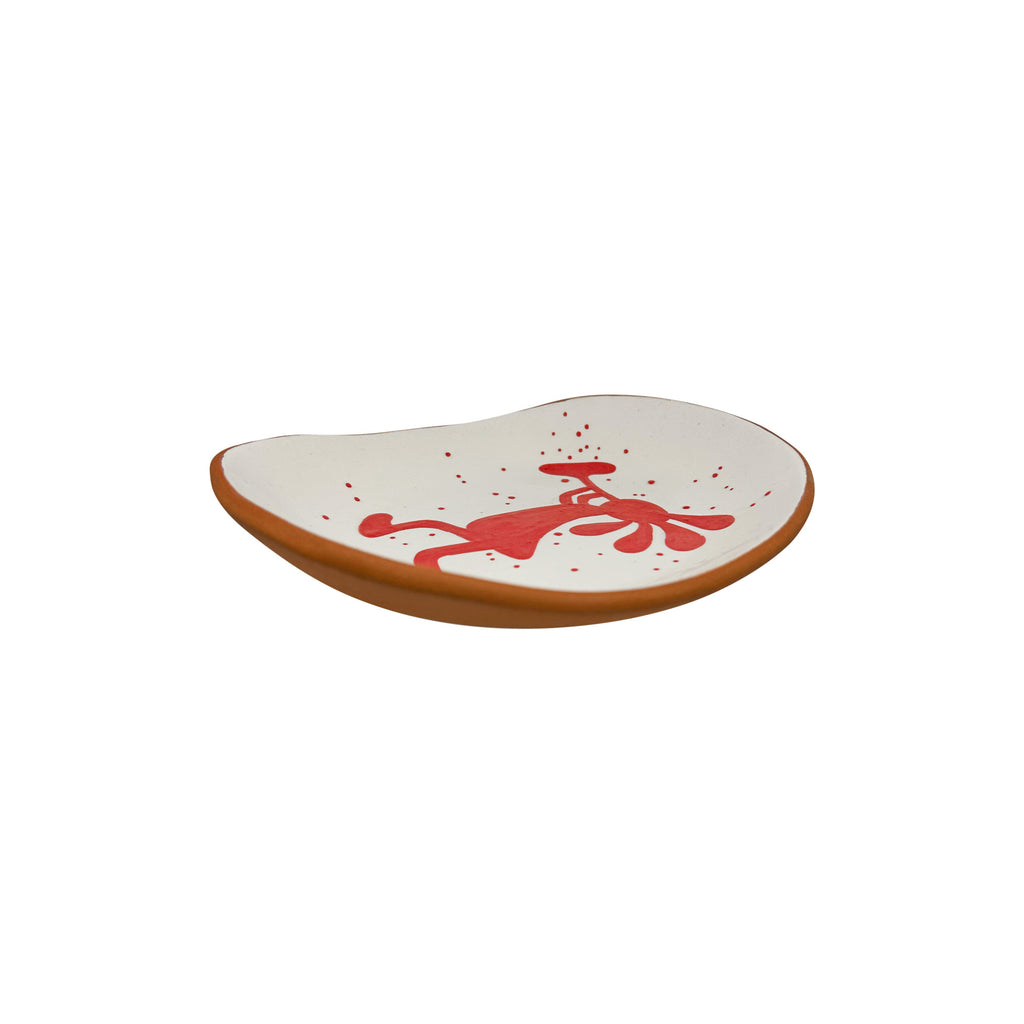Kirmizi Kizlderili tanrisi figurlu oval seramik tabak_Oval ceramic plate with Native American fertility deity pattern