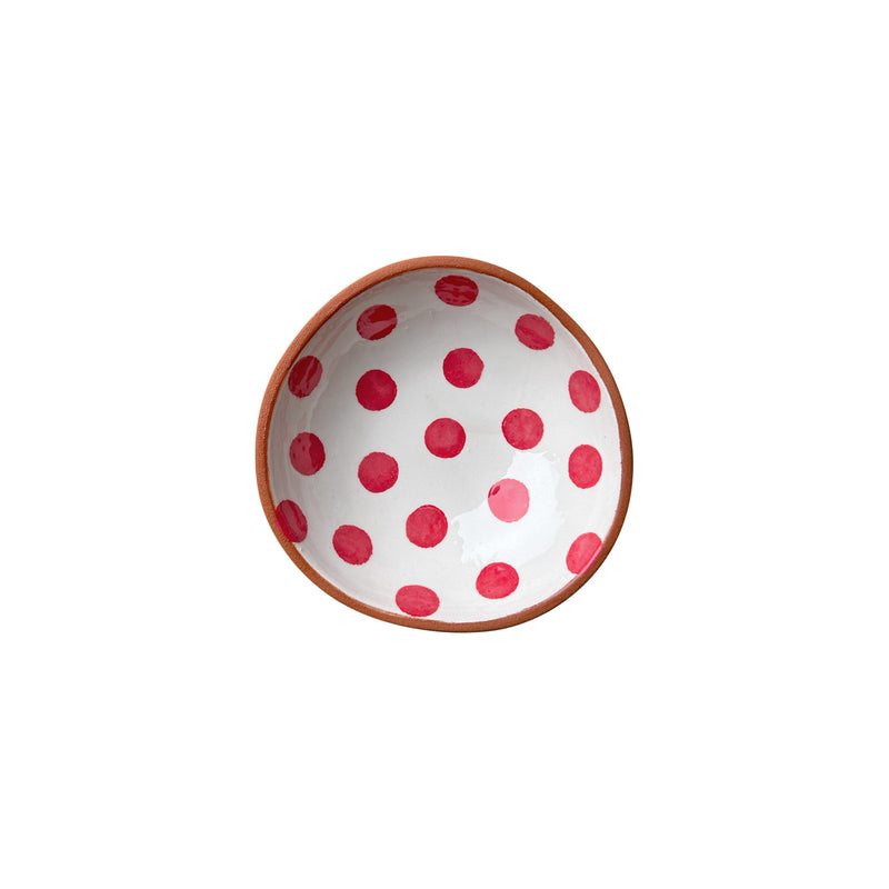 Kirmizi benekli beyaz seramik cerezlik_White ceramic nut bowl with red spots