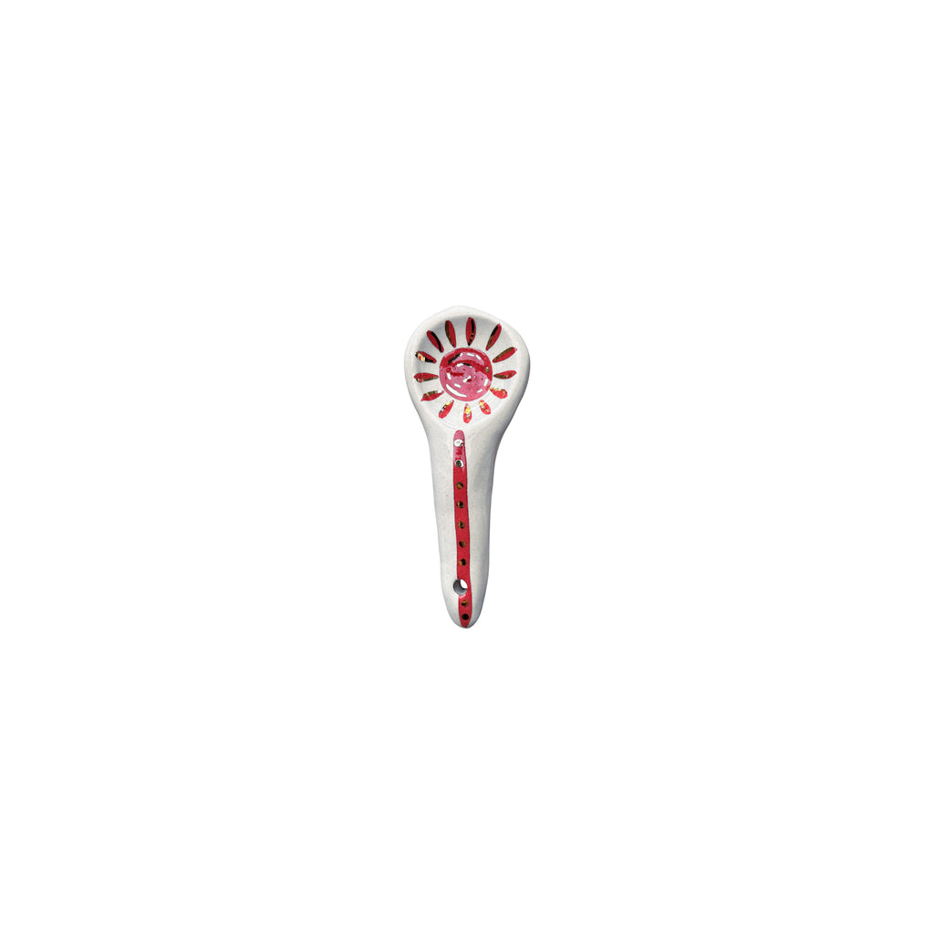 Kirmizi gunes desenli seramik Atolye 11 kasik_Ceramic spoon with red sun motif