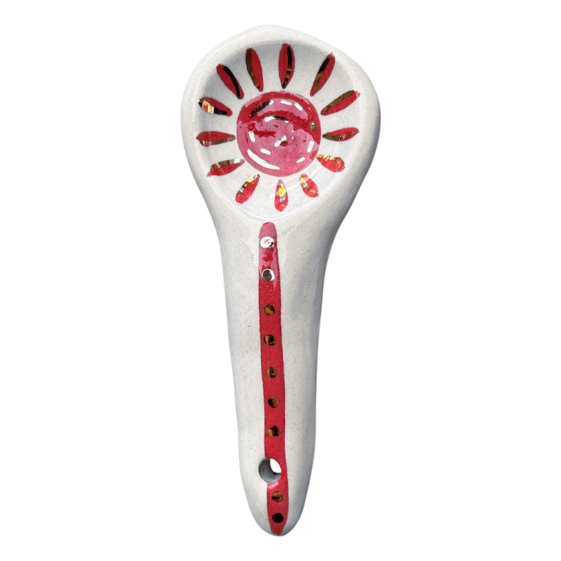 Kirmizi gunes desenli seramik Atolye 11 kasik_Ceramic spoon with red sun motif