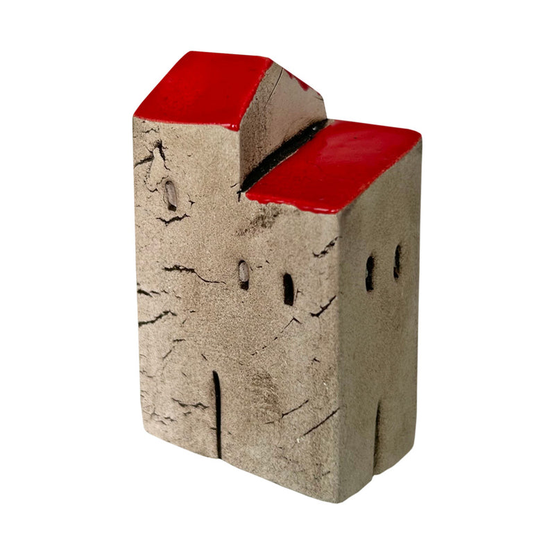 Kirmizi iki catili kucuk seramik ev_Small ceramic house with two red roofs