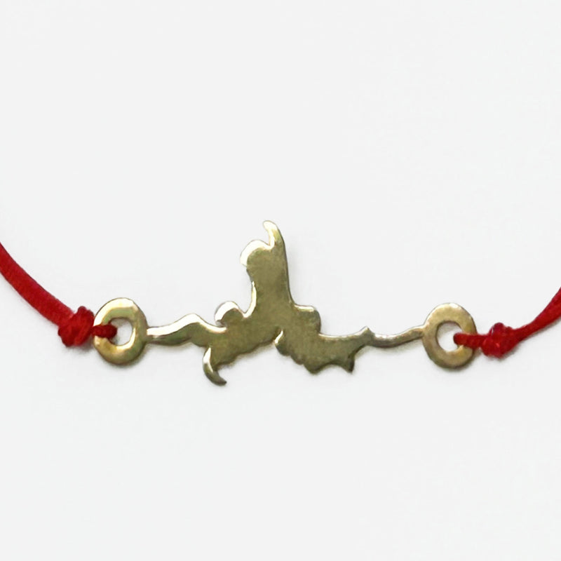 Kirmizi ipte bir ciniden alinma yilan ejder motifli gumus ustu altin kaplama uc_Gold plated silver pendant on red string with serpent dragon motif taken from a tile