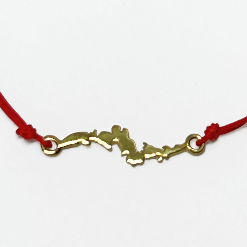 Kirmizi ipte bir ciniden alinma yilan ejder motifli gumus ustu altin kaplama uc_Gold plated silver pendant with serpent dragon motif taken from a tile on red string
