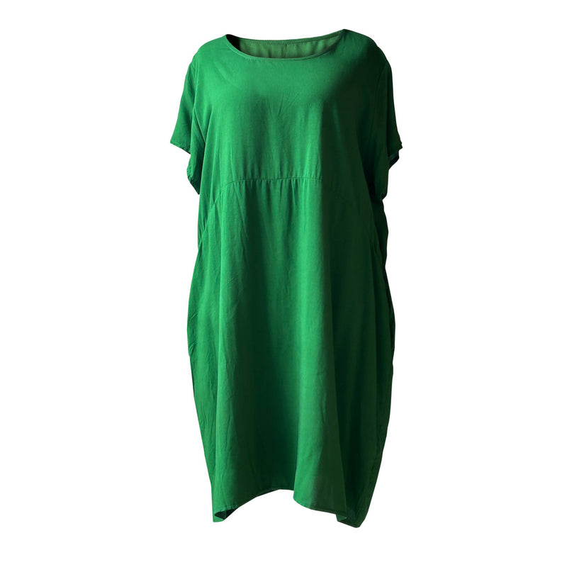 Kisa kollu yesil yazlik elbise_Short sleeve green summer dress