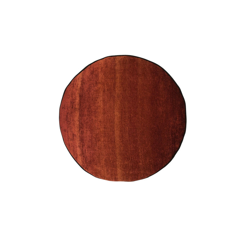 Kizil yuvarlak dekoratif kirlent_Round decorative reddish brown cushion_rundes kissen_coussin rond