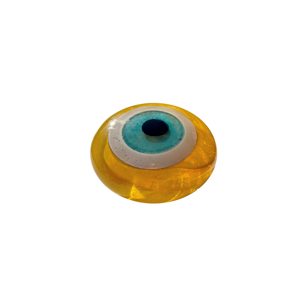 Koyu sari seffaf cam nazar boncugu_Dark yellow clear glass evil eye bead_perle des bosen blicks