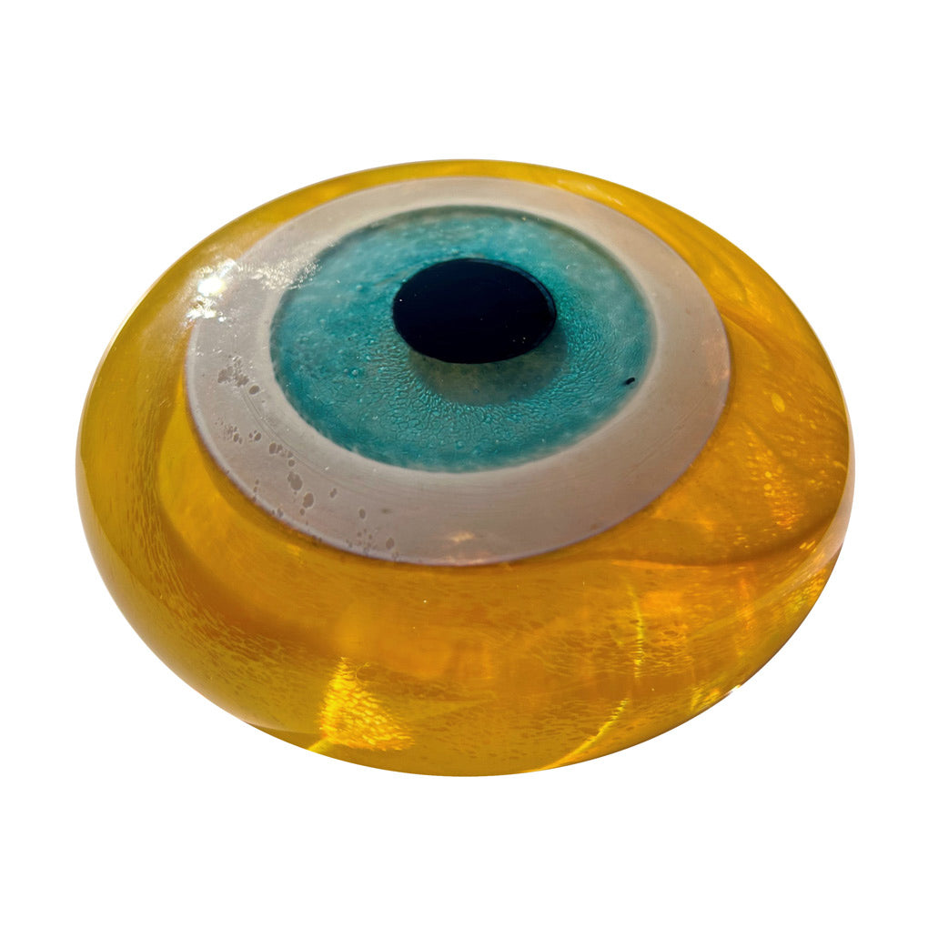 Koyu sari seffaf cam nazar boncugu_Dark yellow clear glass evil eye bead_perle des bosen blicks_z