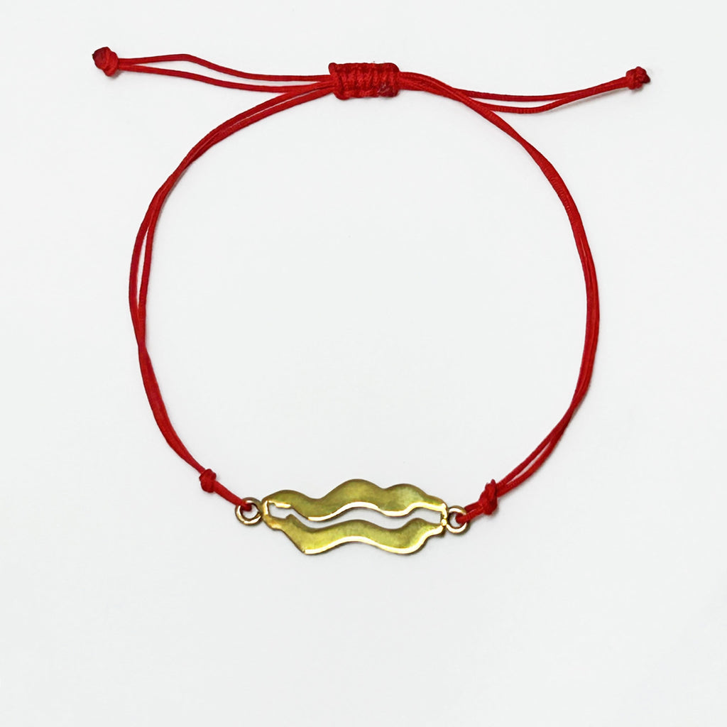 Kuvvet mutluluk ve olmezlik sembolu yilan ejder motifli kirmizi ipli bileklik_Red string bracelet with serpent dragon motif symbolizing power happiness and immortality