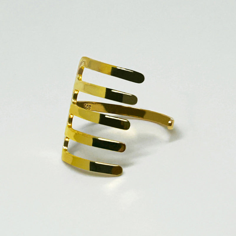 Kuvvet sembolu Anadolu Motifli gumus ustu altin kaplama tasarim yuzuk_Designer ring with Anatolian Motif symbolizing power
