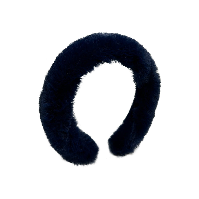 Lacivert pelus sac bandi_Atolye 11 navy blue plush hair band