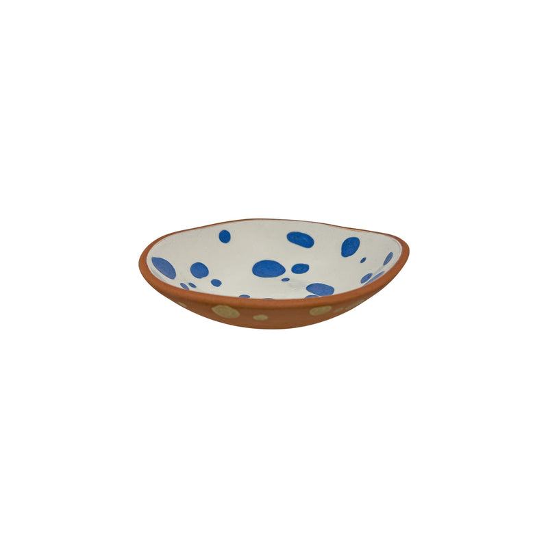 Mavi benekli beyaz kucuk seramik cerezlik_Giftware white ceramic nut bowl with blue dots