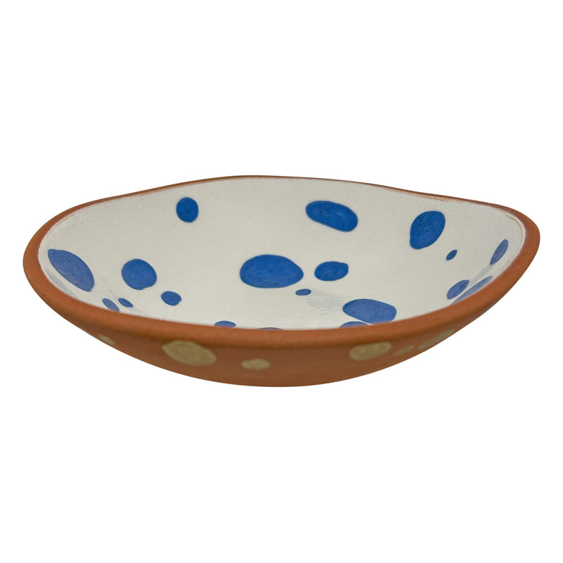 Mavi benekli beyaz kucuk seramik cerezlik_Giftware white ceramic nut bowl with blue dots