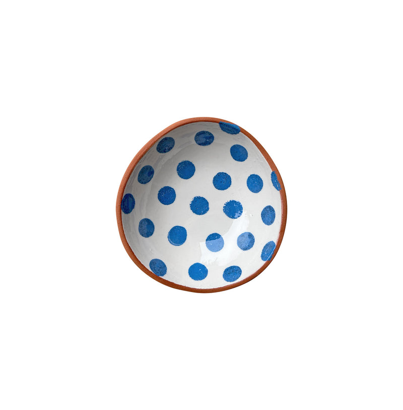 Mavi benekli beyaz seramik cerezlik_White ceramic nut bowl with blue spots