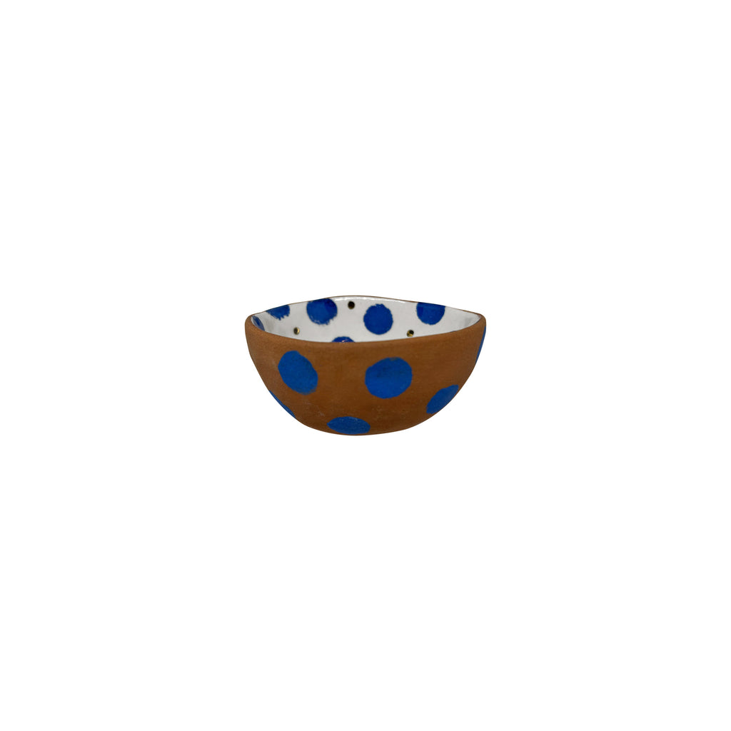 Mavi beyaz benekli hediyelik seramik kase_Giftware ceramic bowl with blue dots