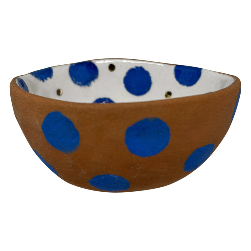 Mavi beyaz benekli hediyelik seramik kase_Giftware ceramic bowl with blue dots