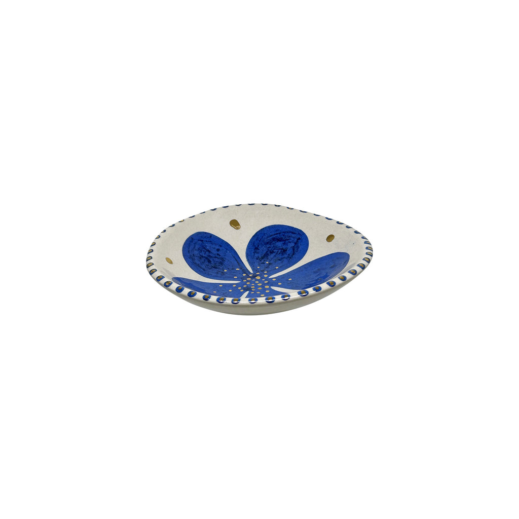 Mavi cicek desenli hediyelik kucuk tabak_Giftware small plate with blue flower pattern inside