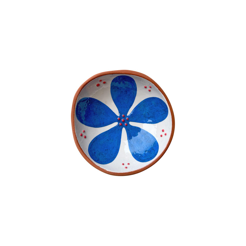 Mavi cicek desenli kucuk seramik kase_Small ceramic bowl with blue flower pattern