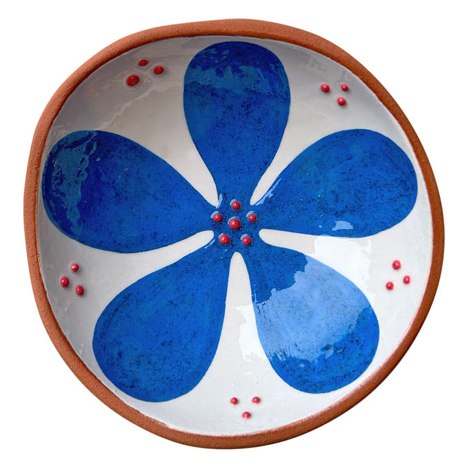 Mavi cicek desenli kucuk seramik kase_Small ceramic bowl with blue flower pattern