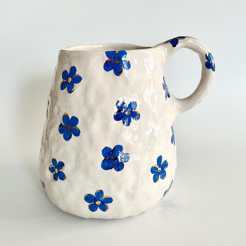 Mavi cicekli sisman seramik surahi_Large ceramic jug with blue flower pattern