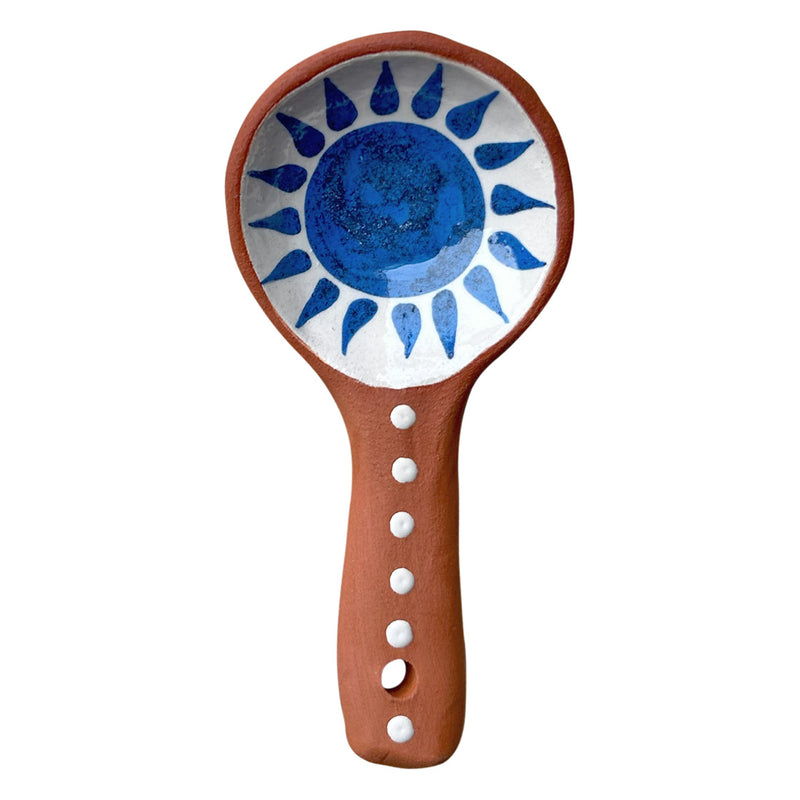 Mavi gunes desenli seramik kucuk kasik_Small ceramic spoon with blue sun motif