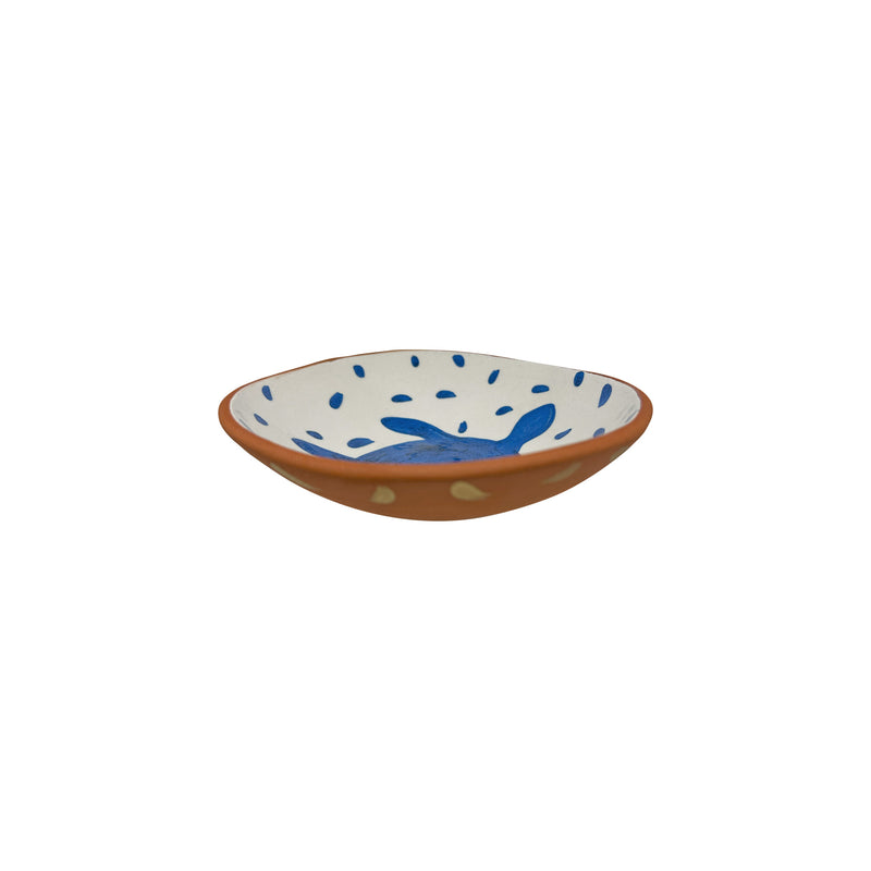 Mavi kaplumbaga desenli seramik kase_White ceramic bowl with blue pattern