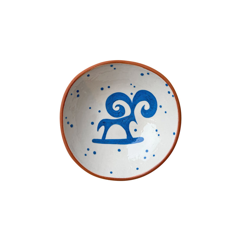 Mavi koc desenli seramik cukur tabak_Small ceramic deep plate with blue ram pattern
