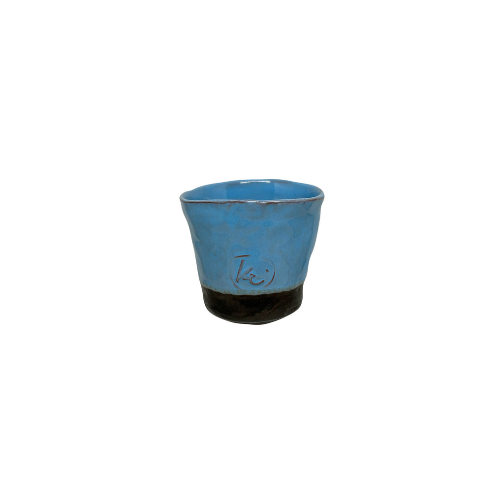 Mavi ve kahverengi seramik bardak_Blue and brown ceramic cup