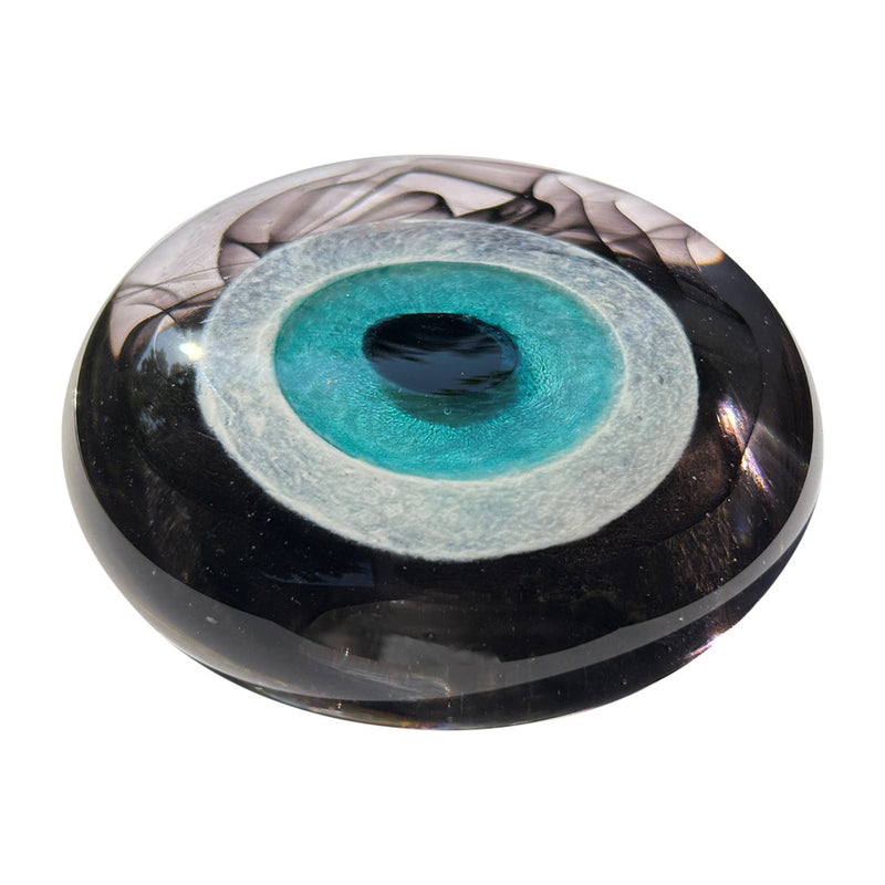 Mora calan fume seffaf cam buyuk nazar boncugu_Smoke grey clear glass large evil eye bead