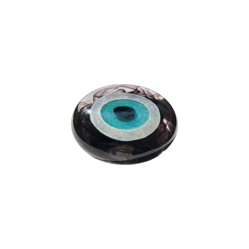 Mora calan fume seffaf cam buyuk nazar boncugu_Smoke grey clear glass large evil eye bead