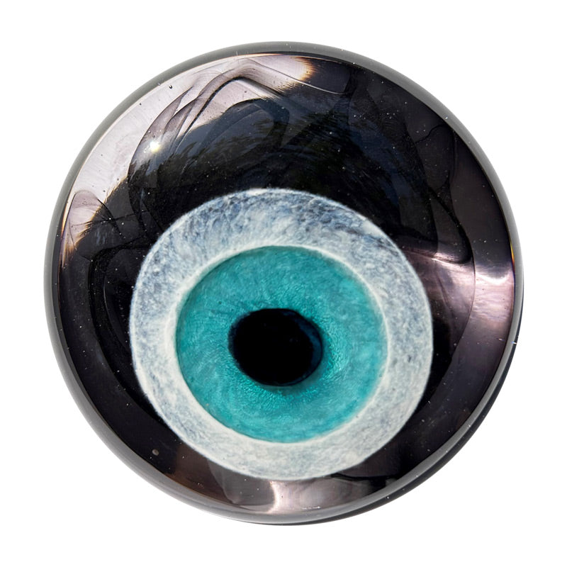 Morumsu fume seffaf cam nazarlik_Dark grey glass eye amulet