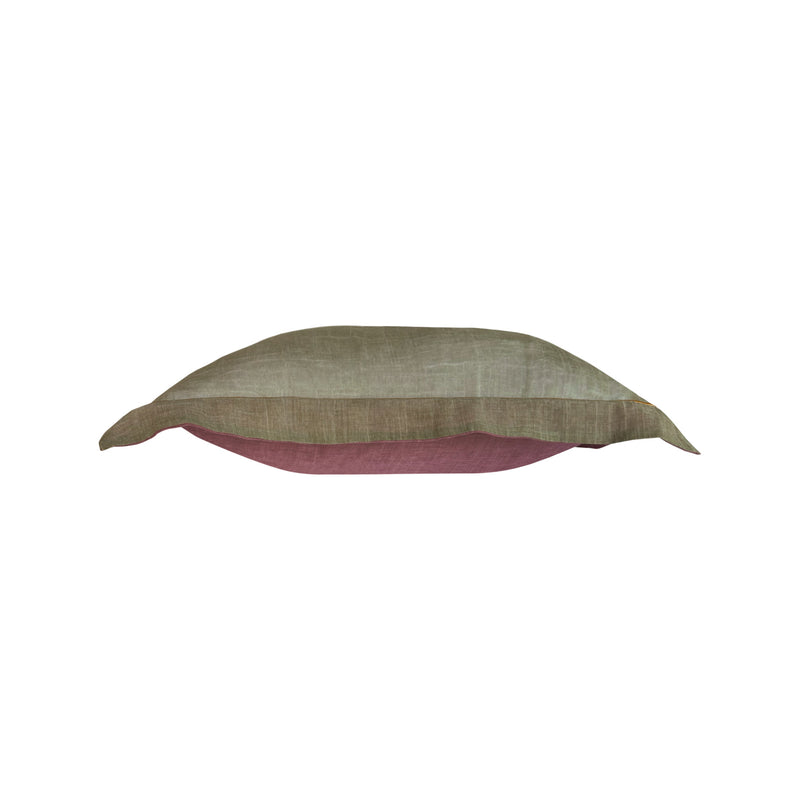 Onu kullu yesil arkasi bordo pamuklu kirlent_Stone washed cotton cushion with ash green front and burgundy color back