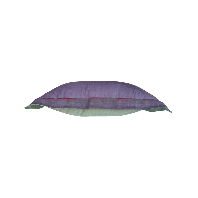 Onu mor arkasi soluk yesil pamuklu kirlent_Stone washed cotton cushion with purple front and pale green back