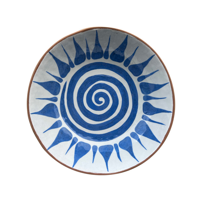Ortasi spiral desenli beyaz seramik kase_A ceramic bowl with blue spiral pattern