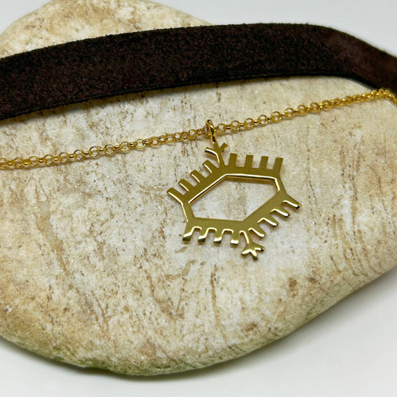 Pitrak motifi bir Anadolu islemesinden alinma tasma kolye_Choker necklace with burdock motif from an Anatolian embroidery