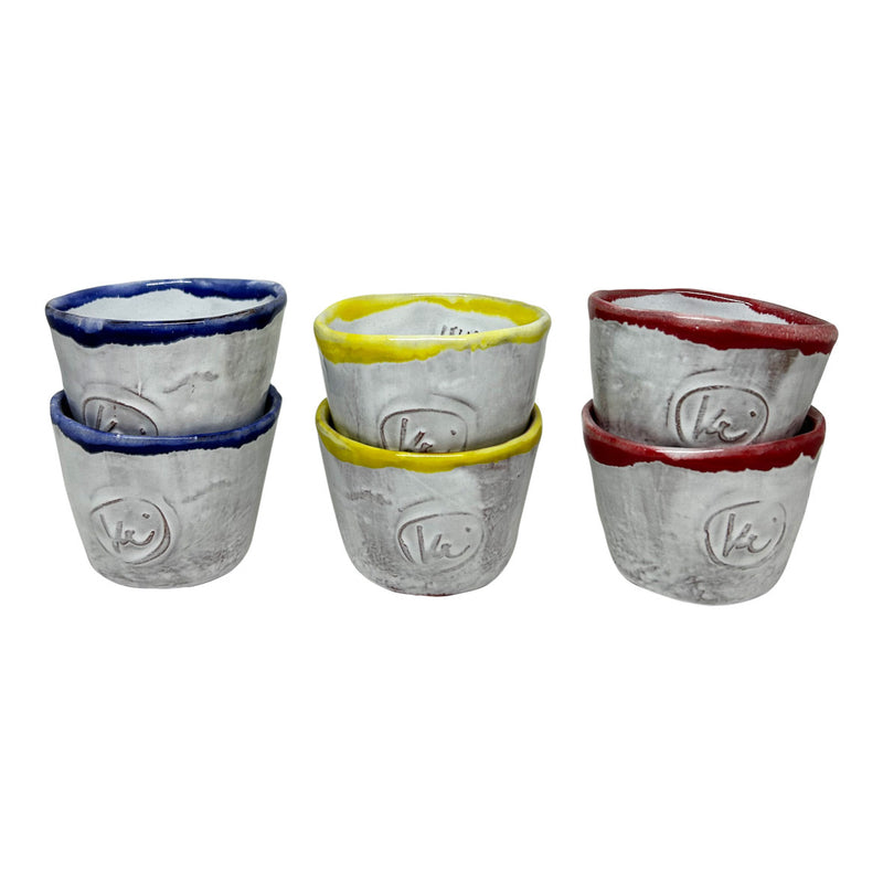 Renkli kenarli beyaz seramik kahve fincanlari_White ceramic espresso cups with colorful edges