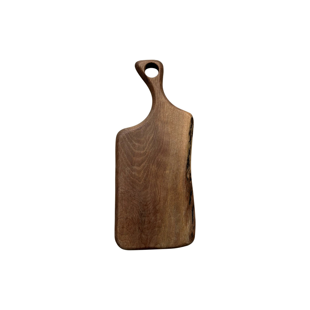 Sapa dogru sekli yamuk ahsap kesme tahtasi_Wooden cutting board with curved shape on the handle