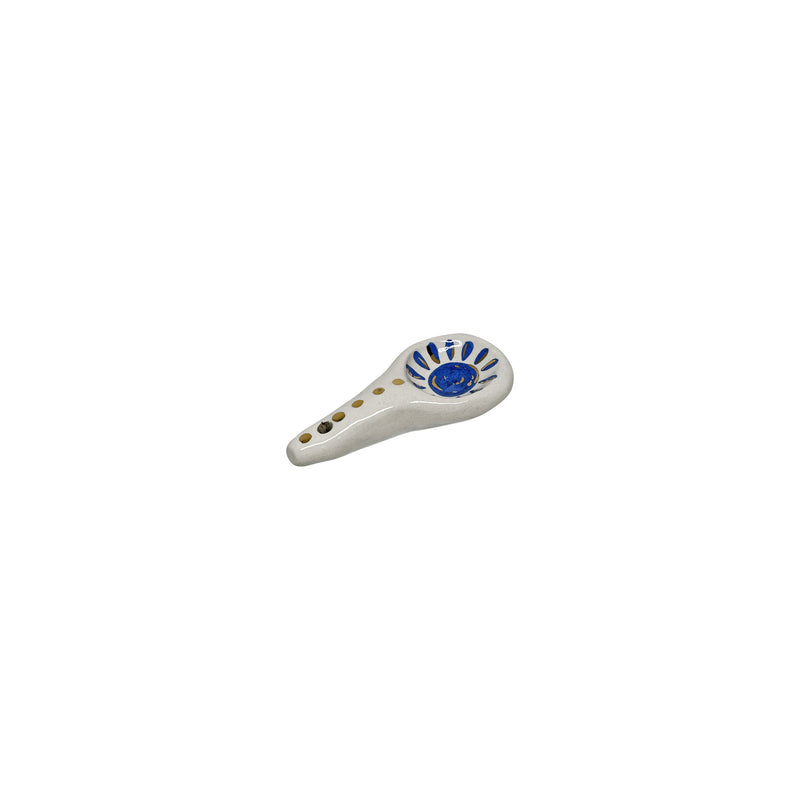 Sapi benekli ici gunes desenli minik seramik kasik_Small ceramic spoon with blue sun motif